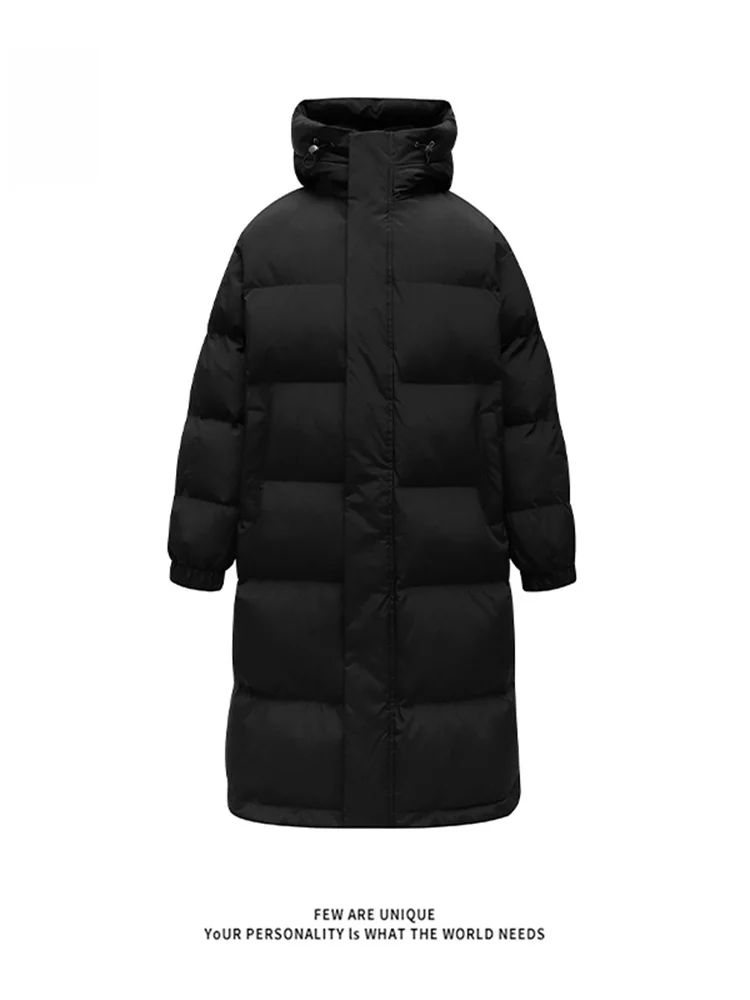 

Oversize Cotton Jaet Men's Winter Thi Warm Trendy Windproof Waterproof Hooded Couples Mid-Length Cotton Coat Outerwear