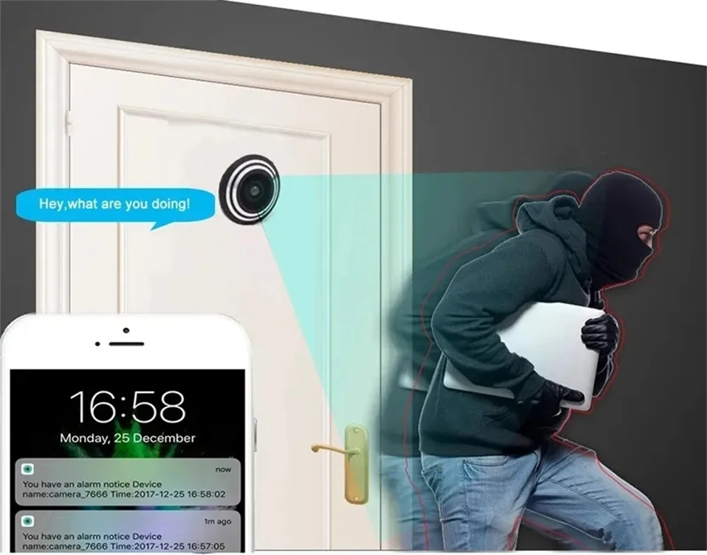 Minicámara de mirilla para puerta, cámara IP con WIFI, 5G, 2,4G, 16MM, Wifi, Tuya, 1,66 MM, gran angular, ojo de pez, Audio, ranura para tarjeta TF