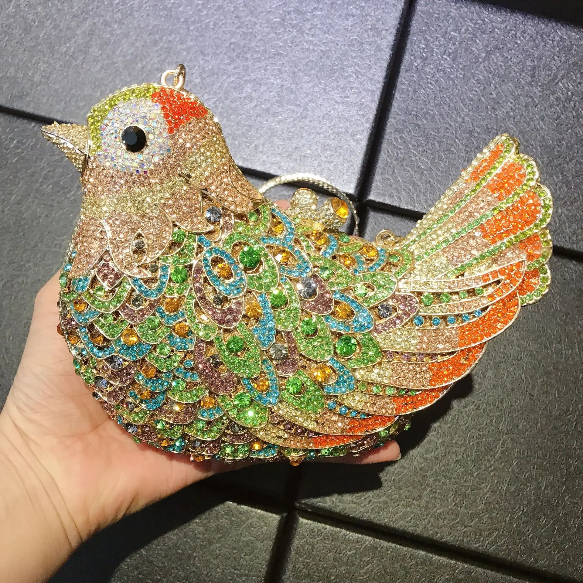 

Bird Peace Dove Animal Gem Diamond Dinner Bag Banquet Rhinestone Clutch Style Women's Bag Cartera De Fiesta Luxury Bags Designer