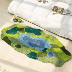 Super Soft Bedside Carpet Irregular Moss Pattern Anti-Slip Fluffy Bathroom Mats Absorbent Kitchen Floor Rug Shaggy Carpet Home