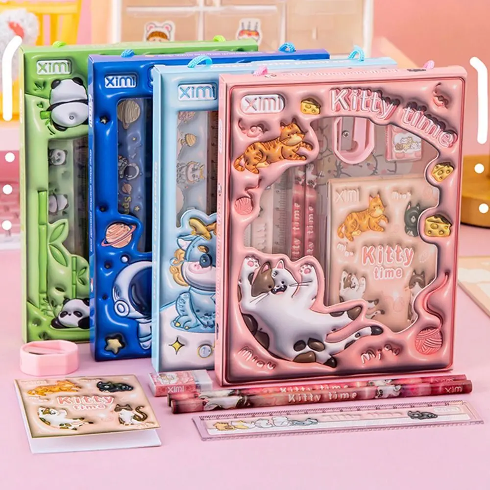 Cute Gift 6 In 1 Stationery Set Pencils Erasers Study Stationery Set Rulers Kindergarten Birthday Gift Prizes