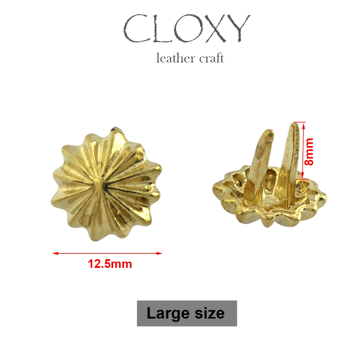 10Pcs High Quality Solid brass chrysanthemum prong conchos staples for leather bracelet belt decor Bag Strap Snap Hook 11mm/13mm