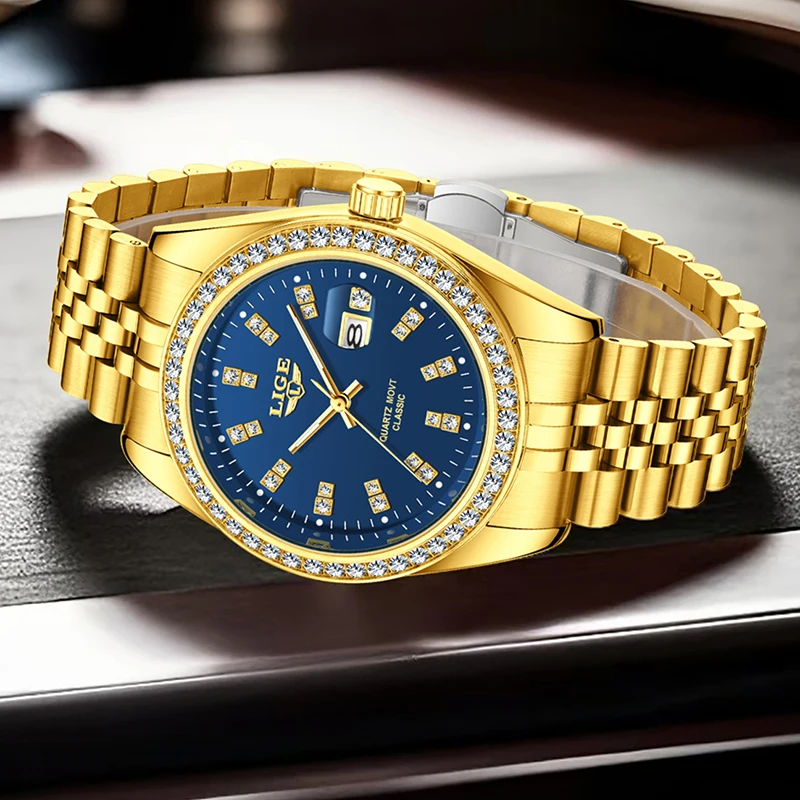 LIGE Sports Watches For Men Fashion Creative Diamond Design Watch Men Military Waterproof Date Quartz Wristwatch Reloj Hombre