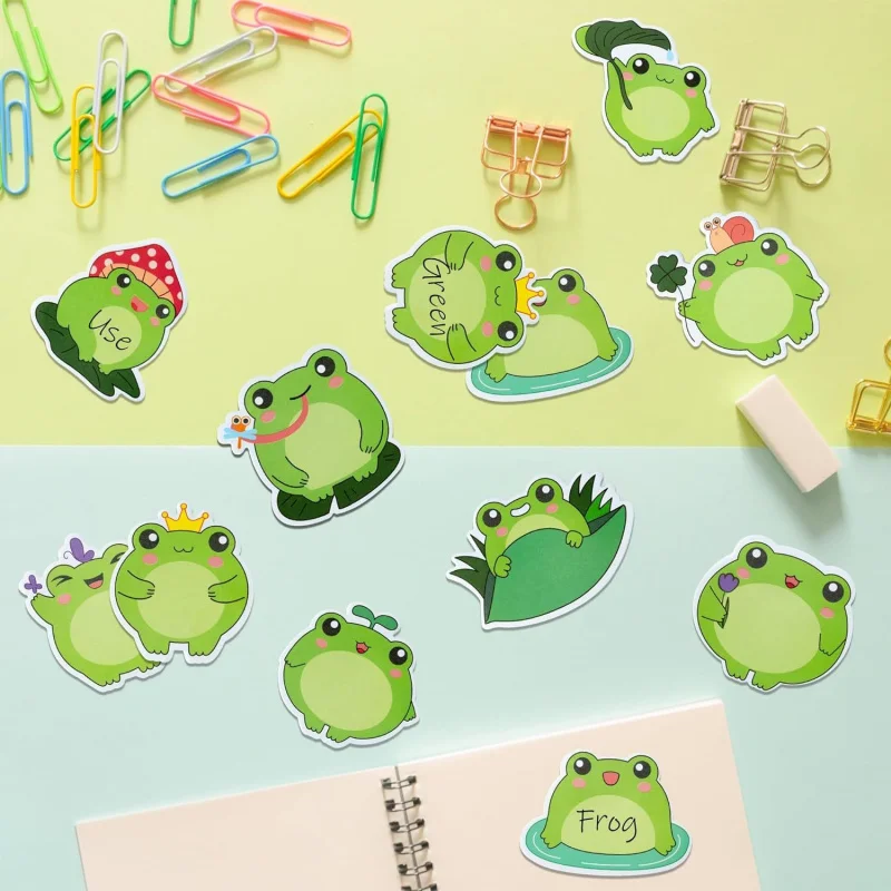 10 قطع من الملاحظات اللاصقة على شكل ضفدع كرتوني لطيف - 200 ورقة للمكتب والمدرسة وهدايا حفلات أعياد الميلاد وحقائب الهدايا وحشو أكياس الهدايا