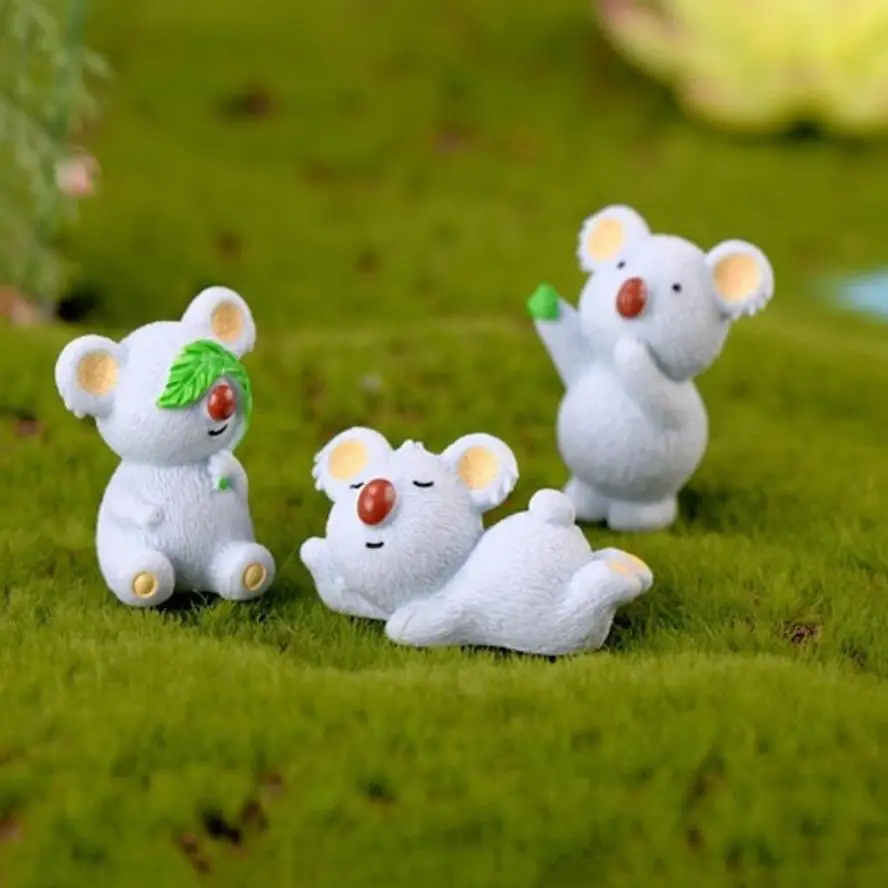 New 6 Pcs/Set Different Style Lovely Koala Bear Mini Animal Model Figurine Home Room Decoration Micro Landscape Resin Crafts