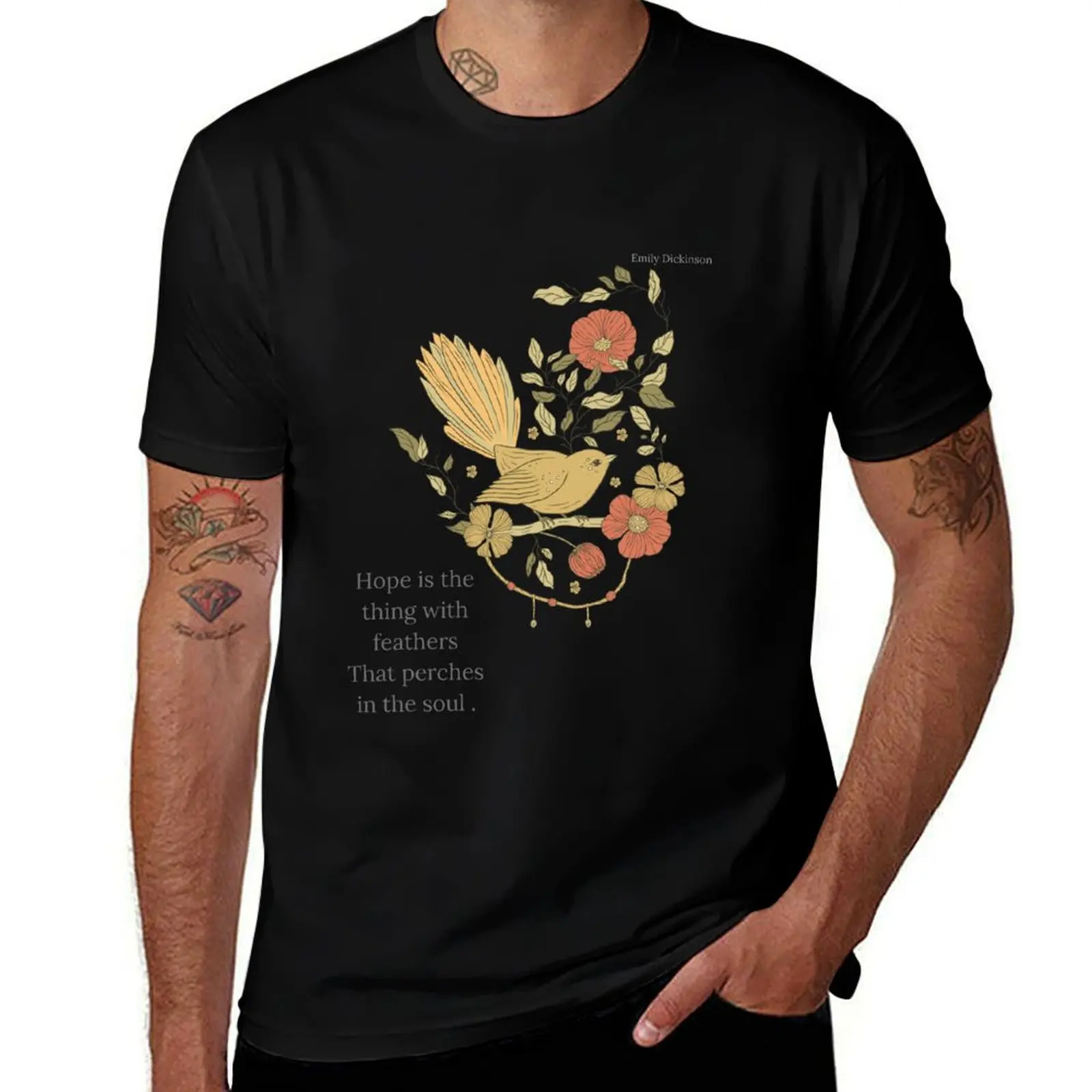 T-shirt avec poème d'Emily Dickinson, haut minimaliste décontracté à manches courtes