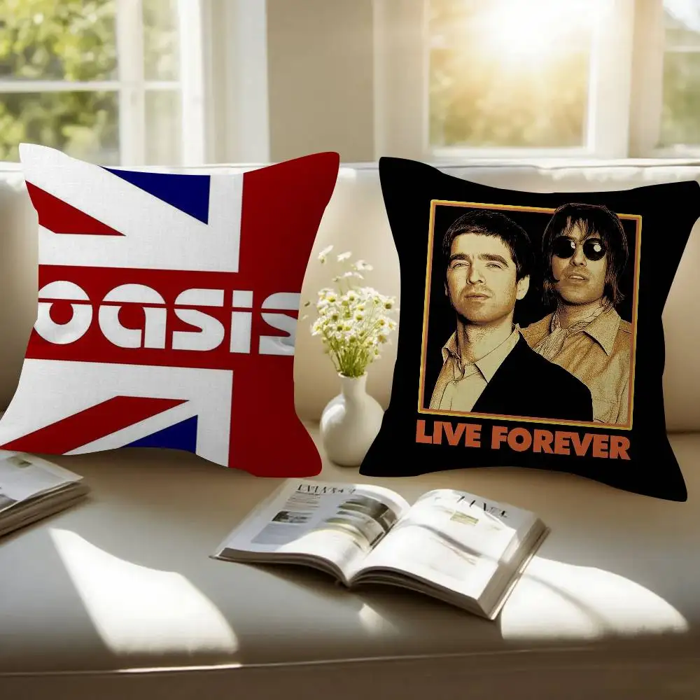 Logo O-Oasis hot Band Double-sided Printed pillow cover Short plush Suitable living rooms bedrooms sofas throw cushion cover