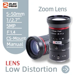 ZLKC 5-50mm Varifocale Cameraleens 1/2.7 Inch CS Mount HD 5MP F1.4 Handmatige Iris CCTV Onderdelen Zoomlens voor Videobewakingscamera
