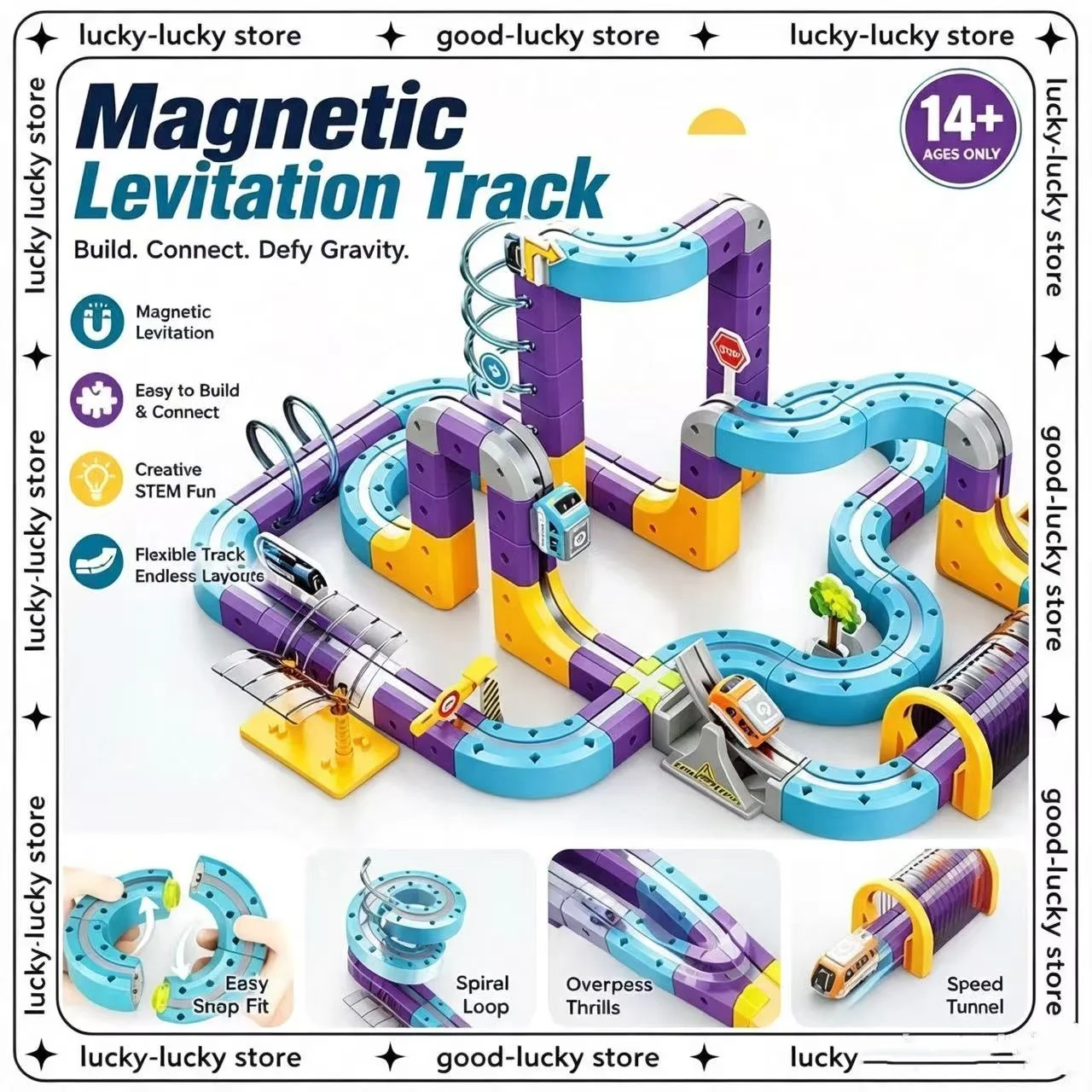 Magnetic Building Blocks Track Car Variable Assembled Track Puzzle Educational To Family Interactive Game School  For Adult Gift