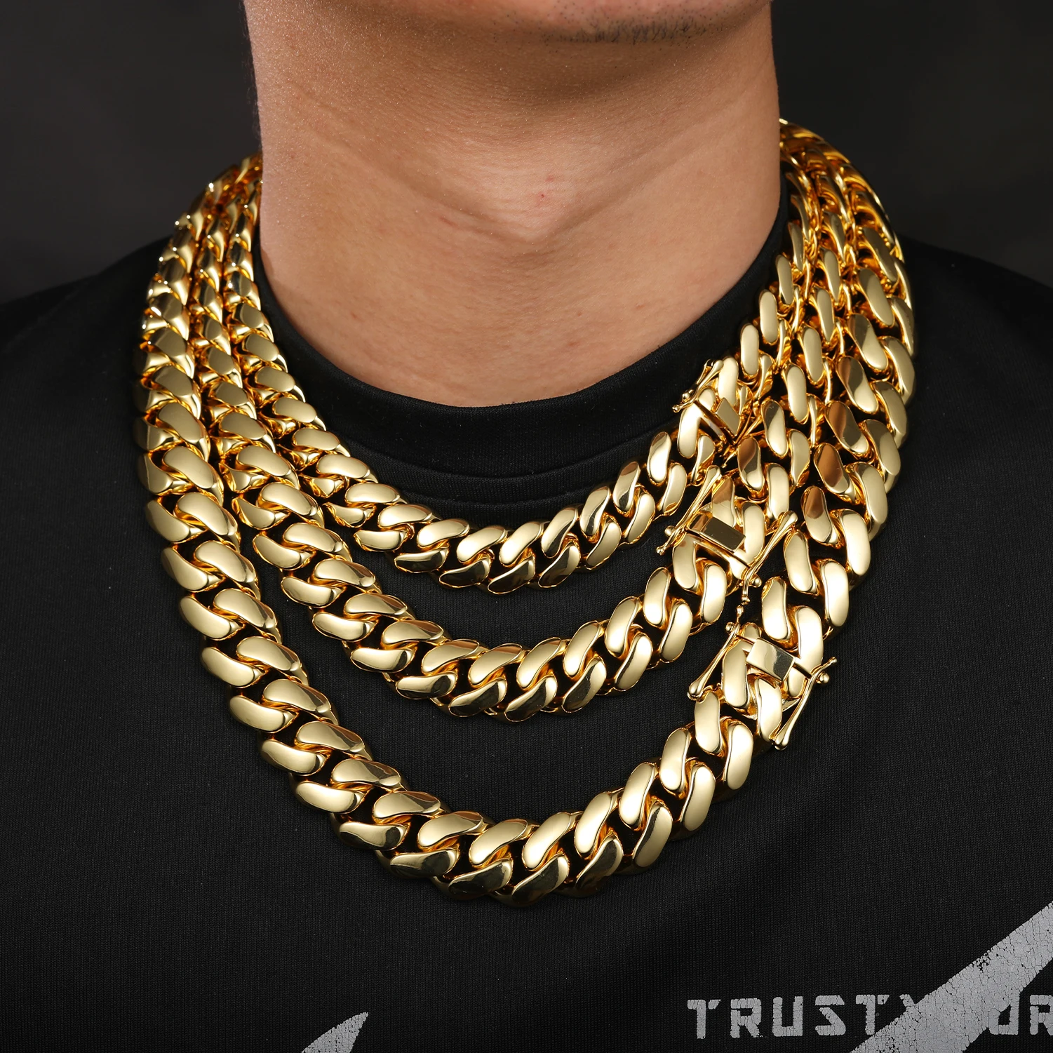 Cubana Heavy 20mm Real Gold Plated Cuban Link Chain Necklace 10K 14K 18K Luxury Miami Hip Hop Choker for Men Fashion Jewelry