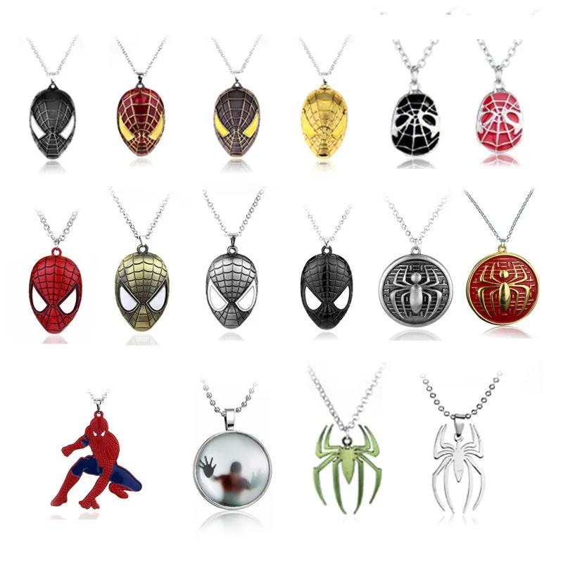 

Marvel Superhero Spiderman Necklace Spider Battle Uniform Mask Pendant Necklace Silver Gold Color Alloy Jewelry Accessories Gift