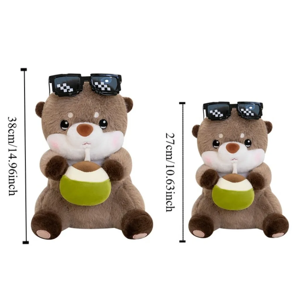 دمية قطمة البحر اللطيفة تشرب عصير جوز الهند، ديكور غرفة على شكل حيوان بحري، دمية قطمة بحرية كرتونية محشوة للأولاد والبنات