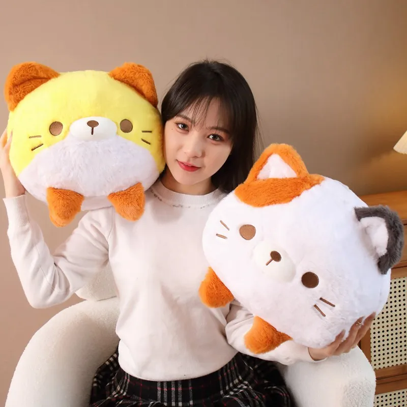 Kawaii Three Colors Fat Cat Plush Toys Stuffed Soft Round Animals Cat Pillow Nap Cushion Creative Birthday Gifts For Children