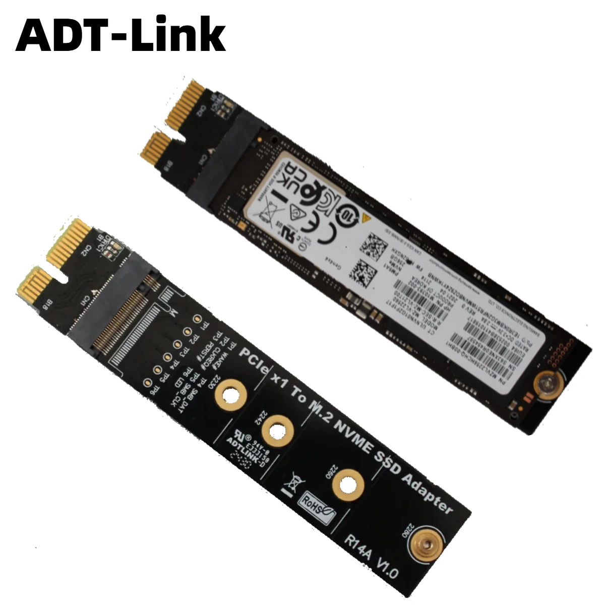 ADT-Link R14A 5.0 PCIe 5.0 x1 to M.2 NVMe SSD Solid State Drive High Speed Adapter GPU DIY M.2 M2 NVME SSD Riser Card PCI-E GEN5