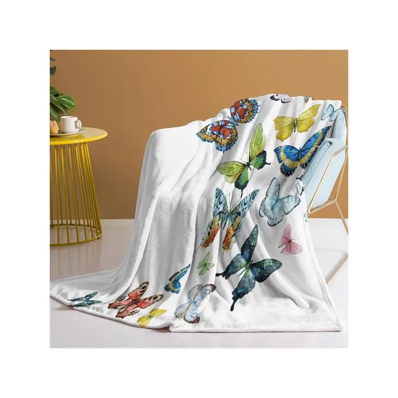 

Красочное фланелевое одеяло с бабочкой — мягкое, живописное, легкое, идеально подходит для дивана, офиса, кровати, природы, путешествий — многофункциональное