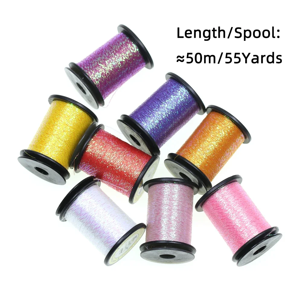 2er-/4er-Pack 50M Glitzer-Nymphen-Tinsel, glitzernder Metallfaden zum Fliegenbinden für Buzzer-Nymphen, Trocken-/Nassfliegen, Forellenangelköder – Detail 5
