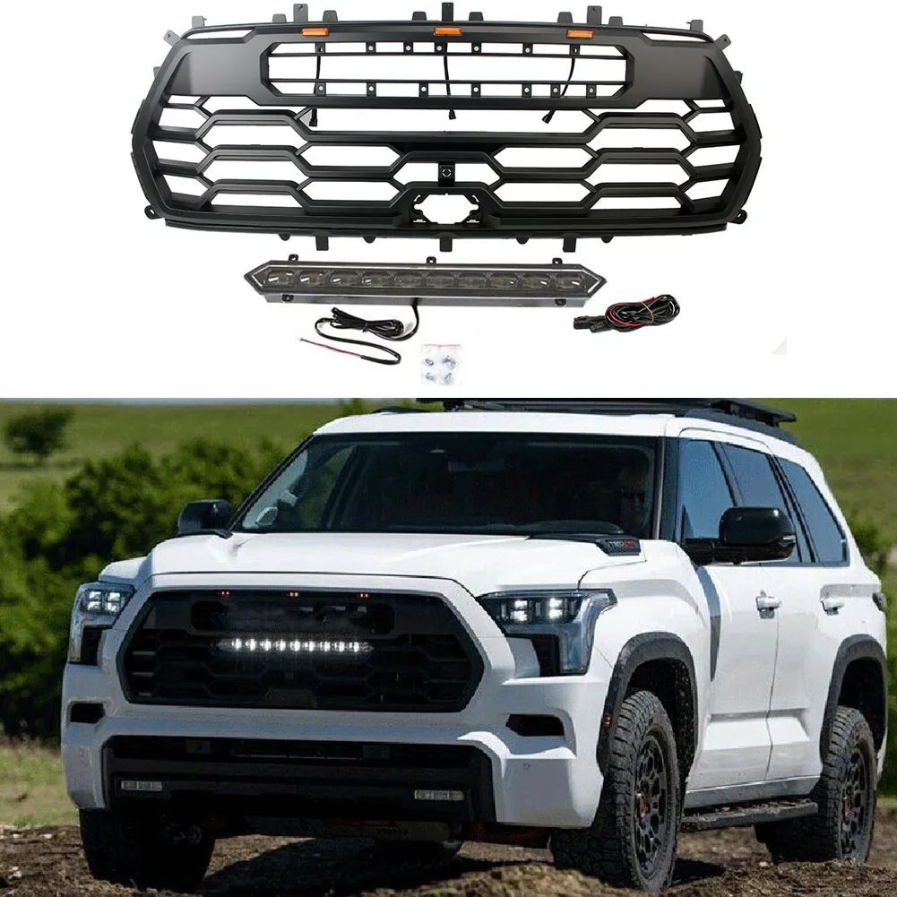 Grille Offroad 4x4 Pickup Truck Front Grill Pickup Truck Modification Grille For Toyota SEQUOIA 2022-2025 With LED Light Fits
