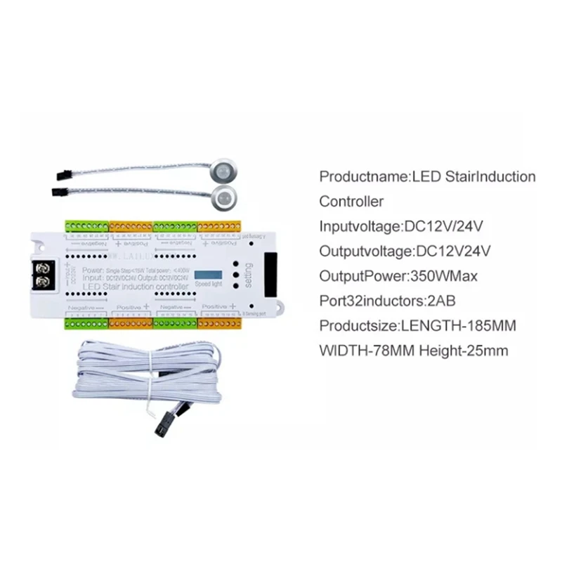 ●Automatic 32 Channels Stairway Lighting LED Motion Sensor Stair Light Controller Kit for Stairs Flexible Strip 12V 24V
