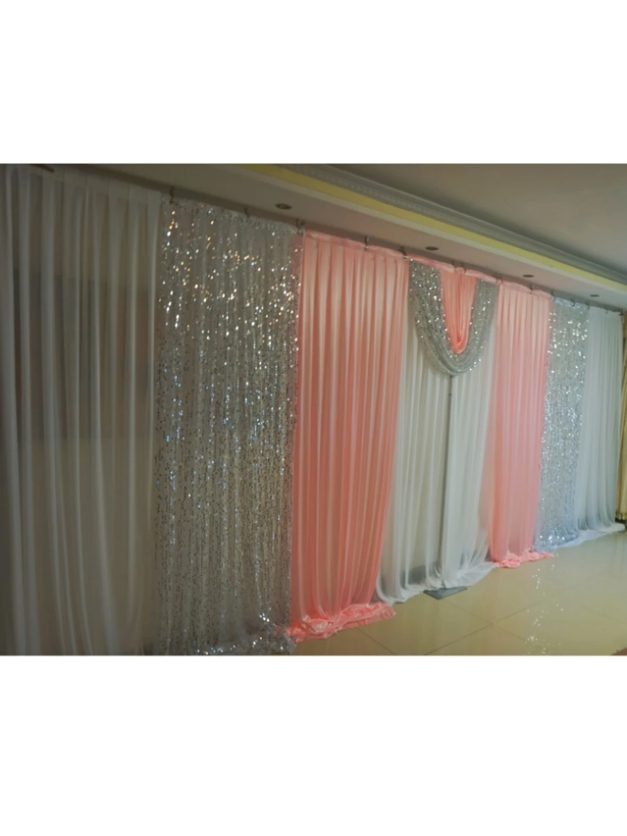 

Backdrop with Sequins Swags Party Celebration Stage Curtain 3M*6M Wedding Background Decoration Backcloth