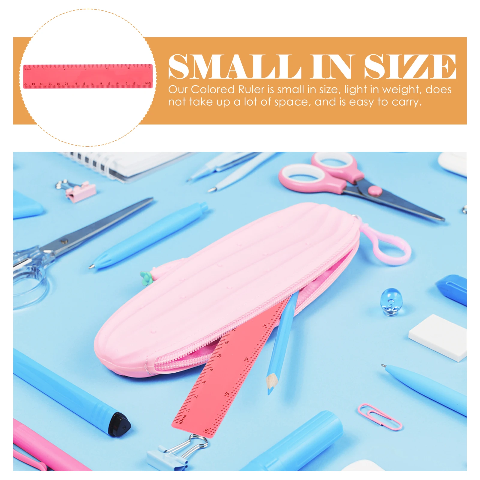 20pcs Colored Straight Ruler Cute Students Measuring Rulers Reusable Plastic School Supplies Kids Gift Lightweight
