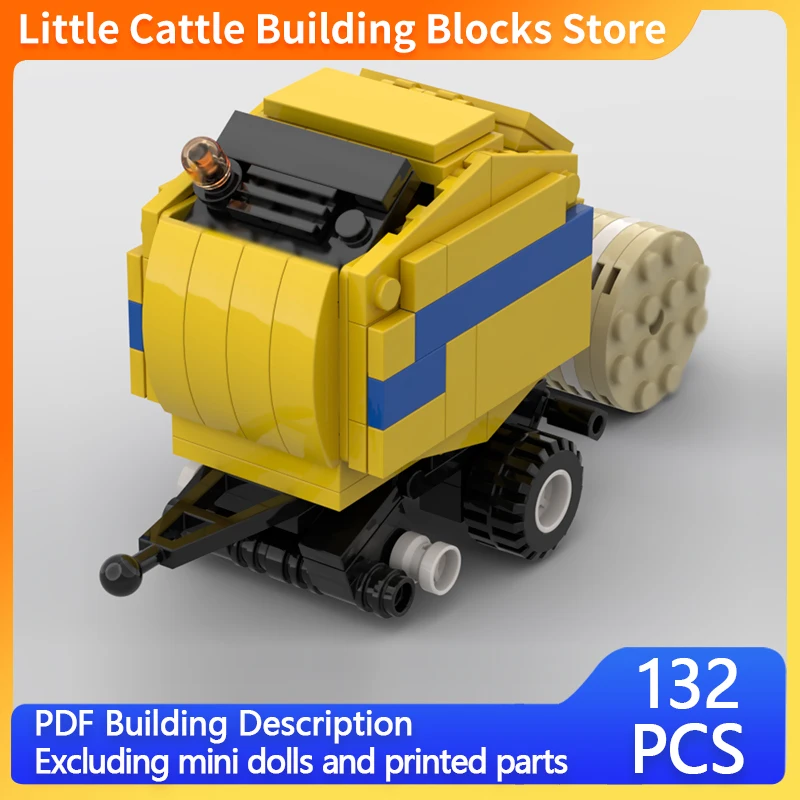 City Car Model MOC Building Bricks Round Bale Baling Machine Modular Technology Gifts Holiday Assemble Children Toys Suit
