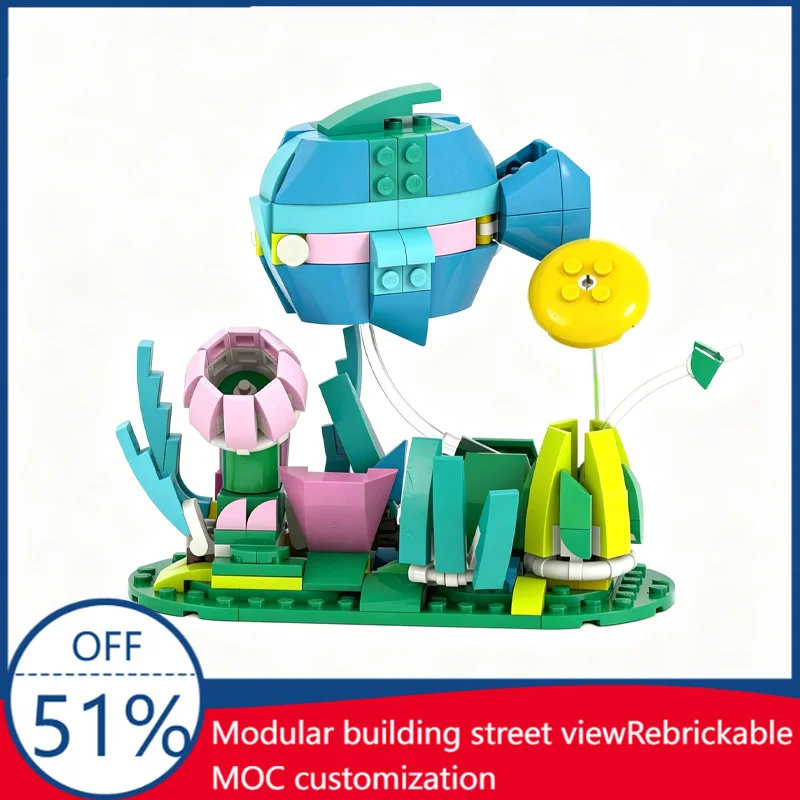 NEW 260PCS Underwater Fish Model Custom Creative Building Blocks DIY Assembly Educational Toy Birthday Gift For Kids Collection