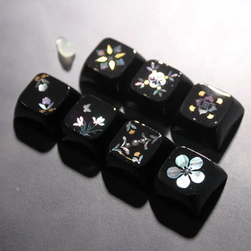 Mother Of Pearl Flower Themed Keycapsmechanical Keyboard With Cross Axispc Gaming Keyboard Collectible Giftscustomized Keycaps