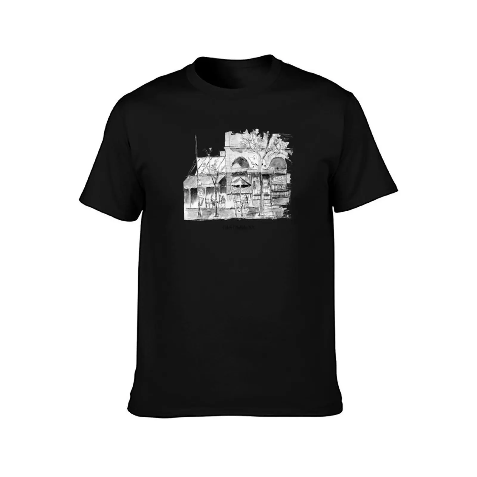 Buffalo NY Cole's Restaurant Whimsical Ink Sketch Art by Mary Kunz Goldman of Legendary Buffalo NY Bar T-Shirt Unisex Men Women