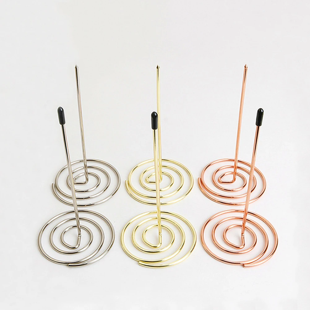 

2 Pcs Rose Gold Invoice Holder Menu Number Sturdy Base Thick Rod Receipt Folder Restaurant Accessory Anti Skid