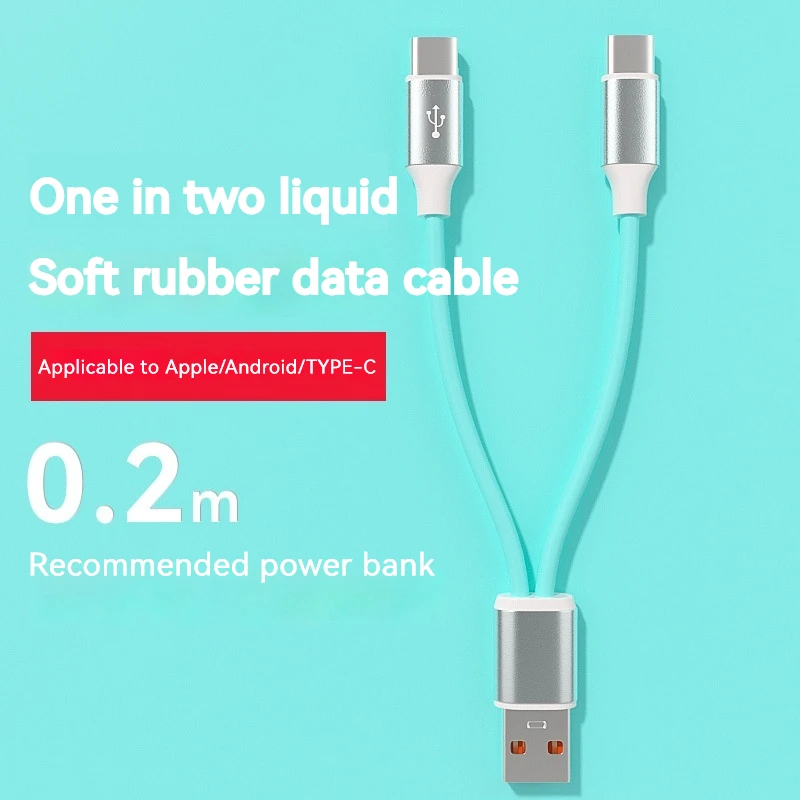 Multi-Head Charging Cable 6A Fast Charging Data Cable Two-In-One for Huawei Android Independent Car Cable Phone Accessories