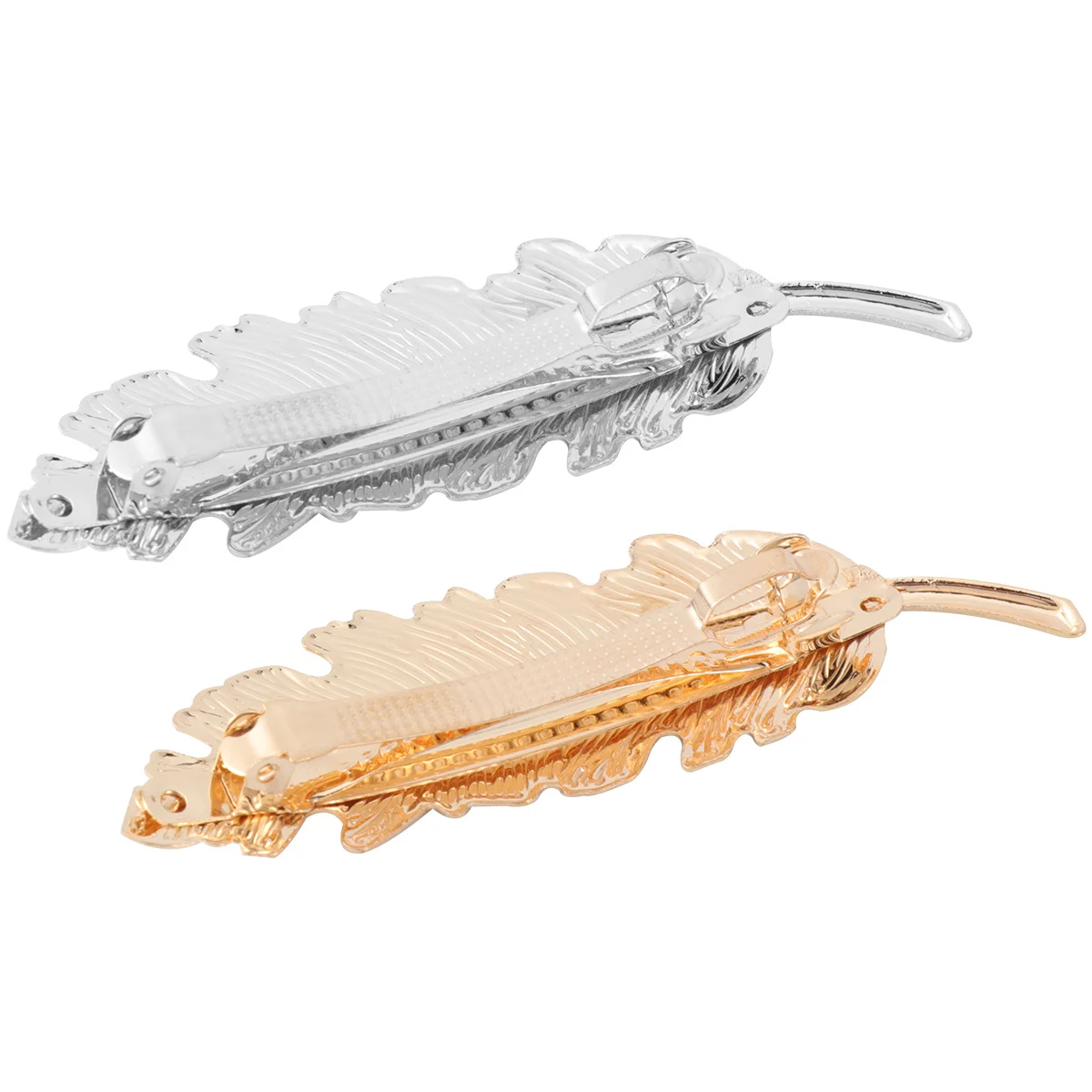 

2Pcs Hair Clips Golden Silver Durable Alloy 10x28cm Women Girls Elegant Accessories Leaf Hair Clip Women Hairpin