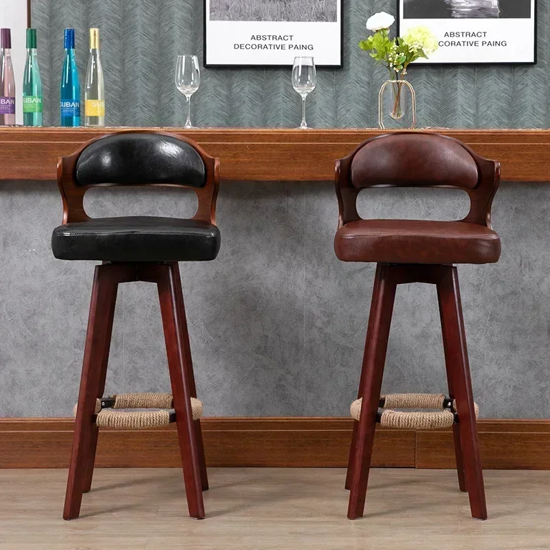 Light Luxury Solid Wood Bar Chair -VIP Custom Modern Minimalist with Rotating Backrest, Elevate Your Bar Life chairs for events