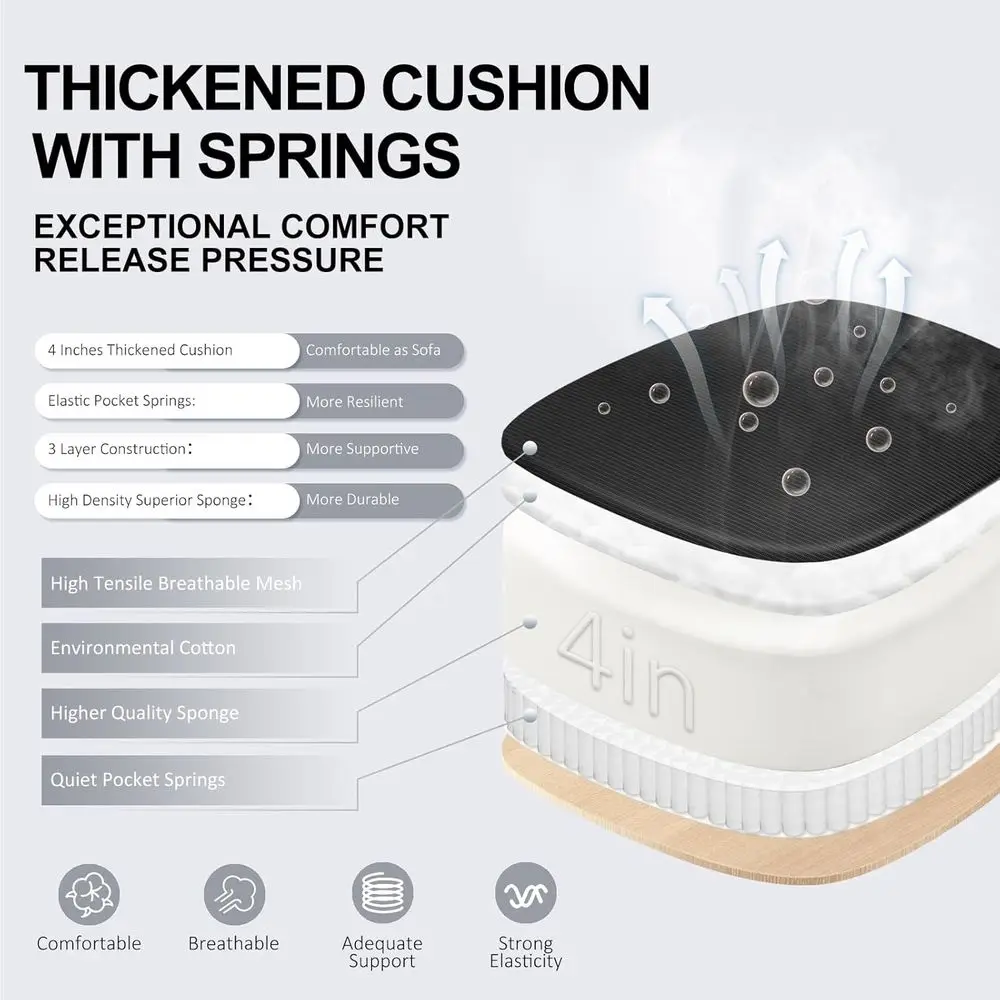 Ergonomic High-Density Office Chair with Adjustable Lumbar Support, Headrest, and Rocking Feature, Flip-Up Arms, Mesh Design for