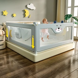 Valla de cama anticaída bordada para niños, protector de seguridad Universal para camas grandes y pequeñas, valla protectora anticaída para cama