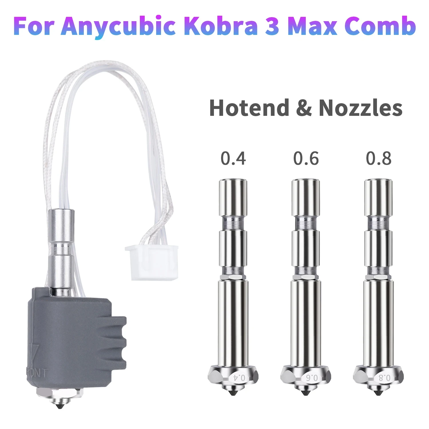 Voor Anycubic Kobra 3 Max Hotend 0.4 0.6 0.8mm hotend Voor Kobra 3 Max Combo Quick-Swap Geïntegreerde gehard Stalen Mondstuk - afbeelding 2
