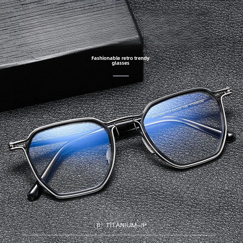 

Деловые повседневные титановые оправы, многоугольная полная оправа ручной работы, минималистичные очки большого размера, легкие профессиональные очки