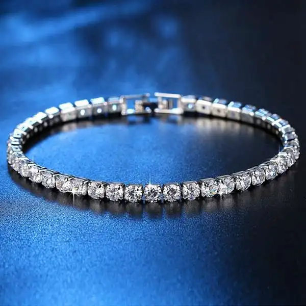 سوار سلسلة تنس من الزركونيا المكعبة للرجال والنساء ، مادة النحاس والنحاس ، مجوهرات ربط المشبك ، صف واحد