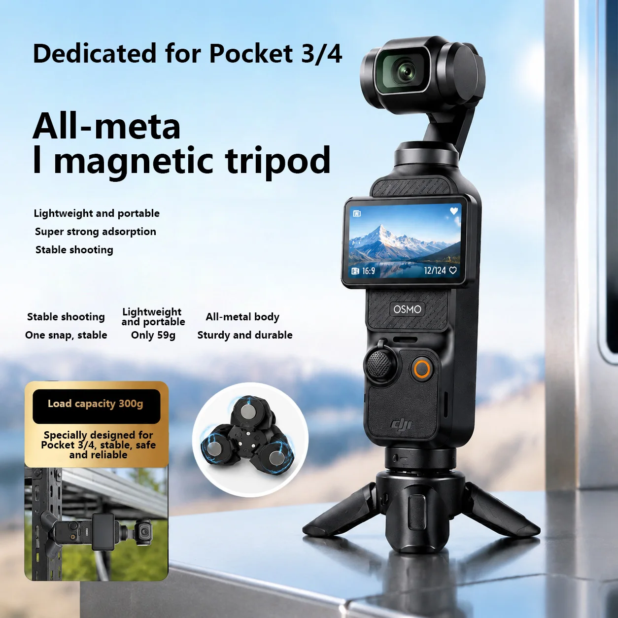 Kunststoff-Mini-Stativständer mit 1/4'' Schraubanschluss für GoPro Action-Kamera, Video-Handy, Vlog-Handgriff für DJI Pocket 3 4 Gimbal-Halterung – Detail 10