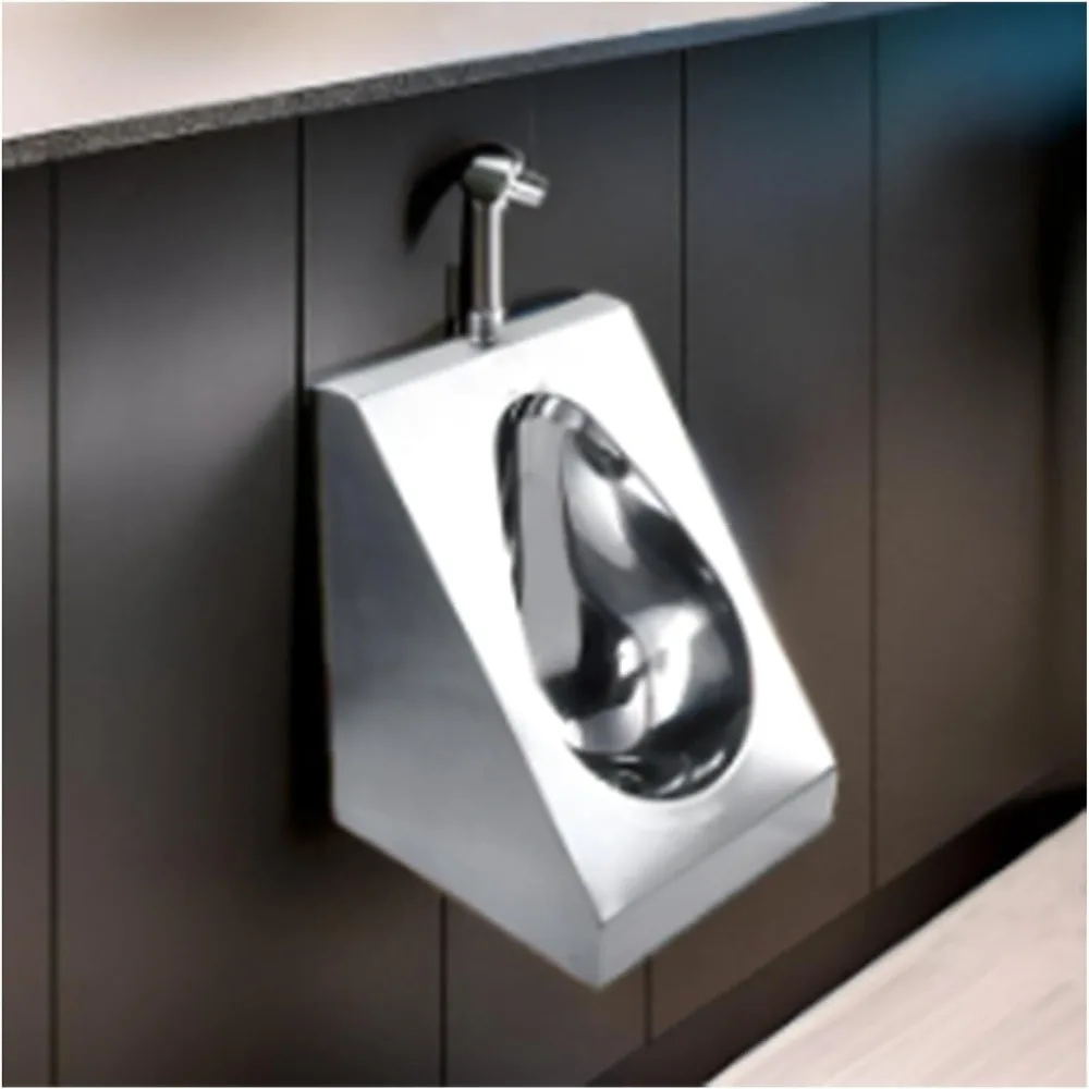 Stainless Steel Urinal for Men Bathroom, Wall-Mounted Urinal Trough for Men, Household Commercial Washout Urinal