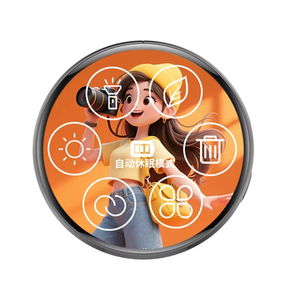 ▶○【On Sale】Electronic Badge Dynamic Light-Up E-Badge Bluetooth 1.5-Inch Touchscreen Magnetic Anime//Celebrity Black