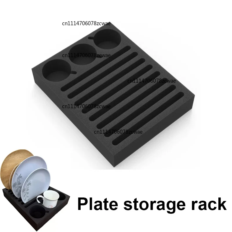 1pc Foam Cup Plate + Glass Mug Holder Storage For VW Caravan Motorhome Camper Van Black Plastic Plate Storage Rack Cup Holders