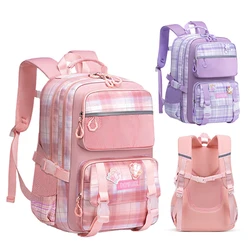 Girl's Backpack Plaid School Bag for Elementary School & Middle School Lightweight School Backpack for Child Kids Christmas Gift