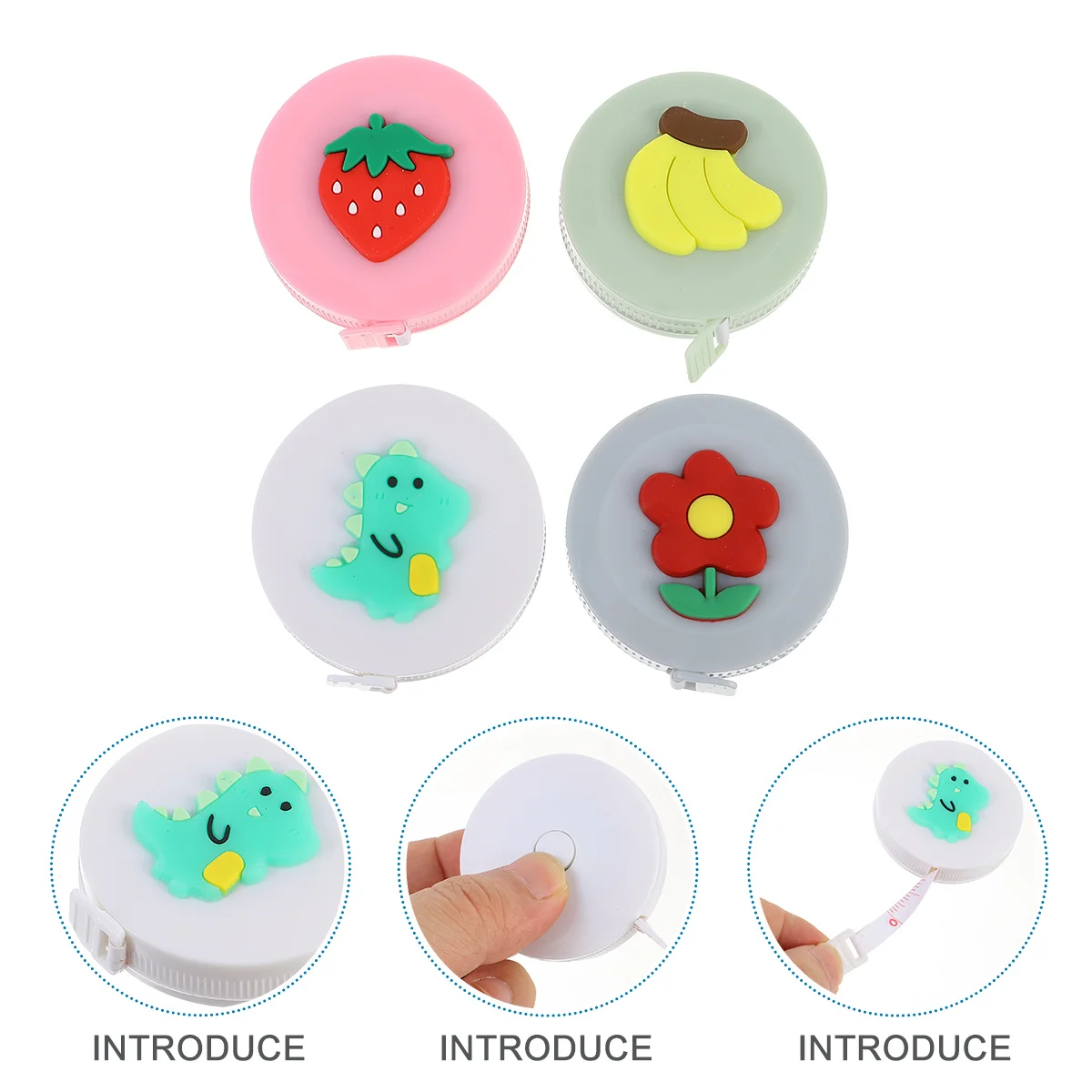 

4Pcs Portable Cartoon Mini Measure Tape Retractable Durable for Long Time Use in Various Scenarios Mini Measure Tape
