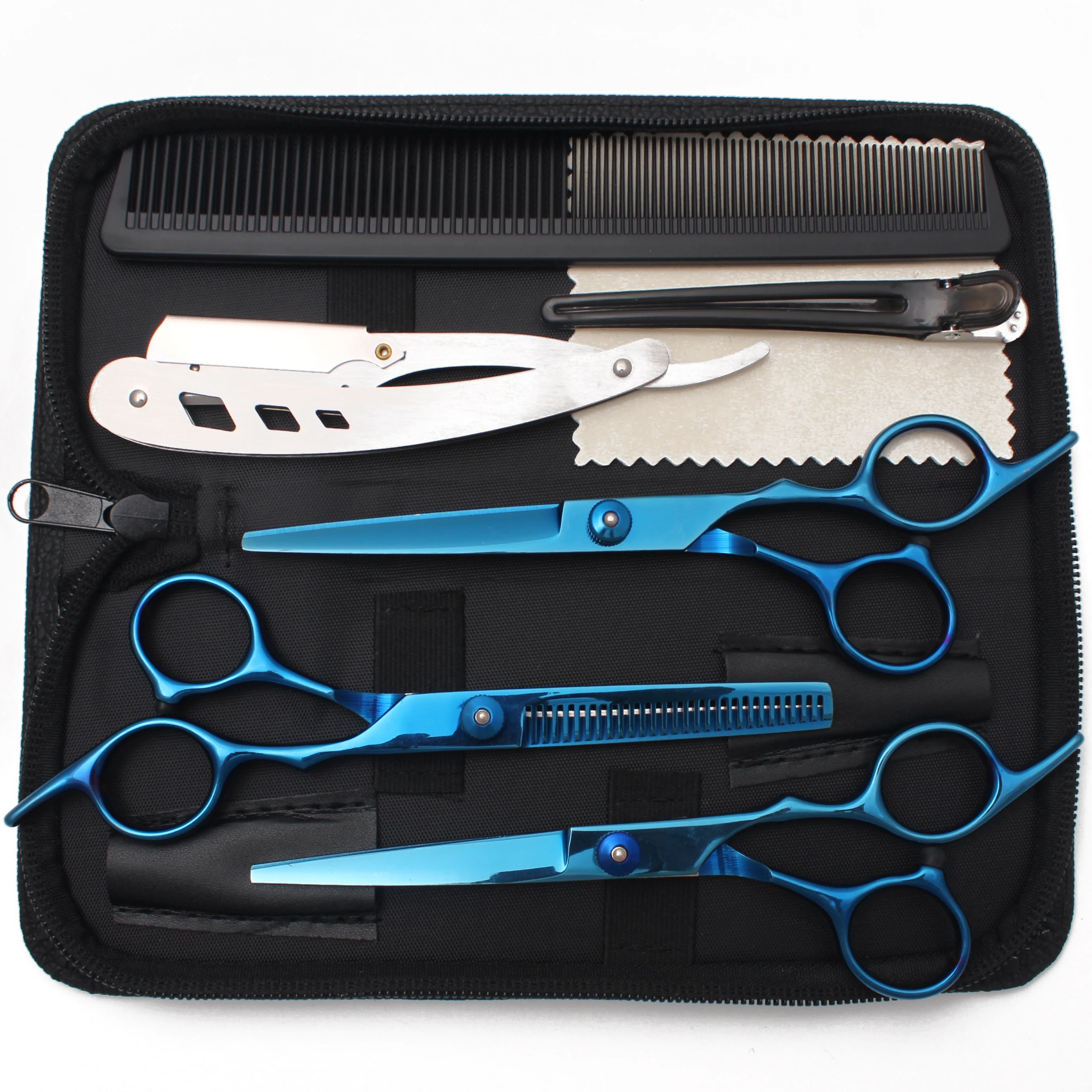 Friseurschere Schwarz-Gold Haarschere Professionelle 6" JP Edelstahl Effilierschere Haarschnittschere Friseursalon C1001