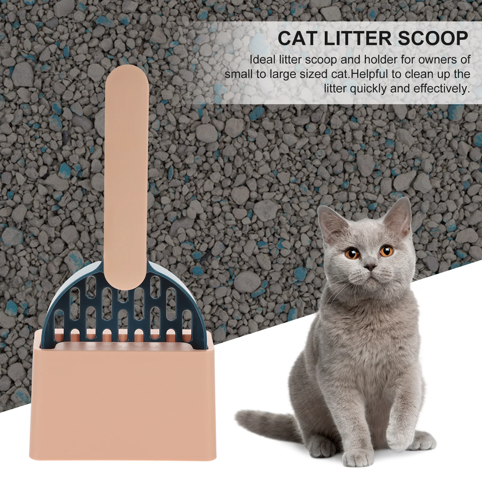 

1Set Cat Litter Scoop High-Grade ABS Material Wide Mouth Design for Easy Cleaning Corners Efficient Pet Litter Shovel Holder Kit