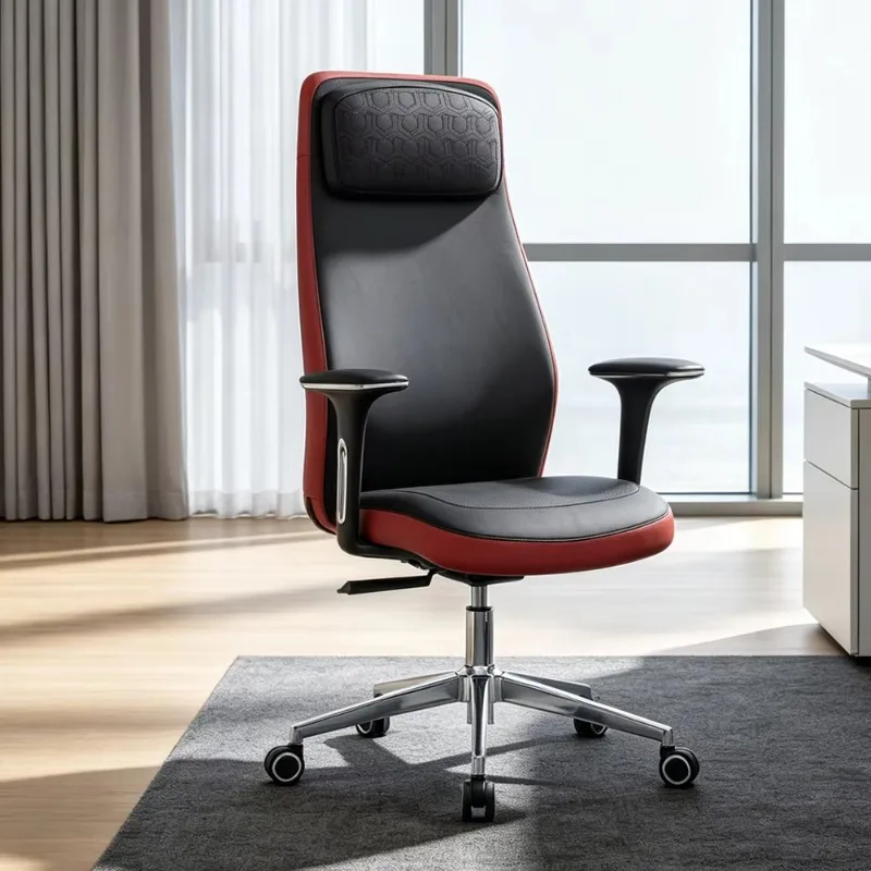 2026 Executive Chair  Black Match Wine Red Leather High-End Conference Room  Manager Ergonomic Office Chair Leather