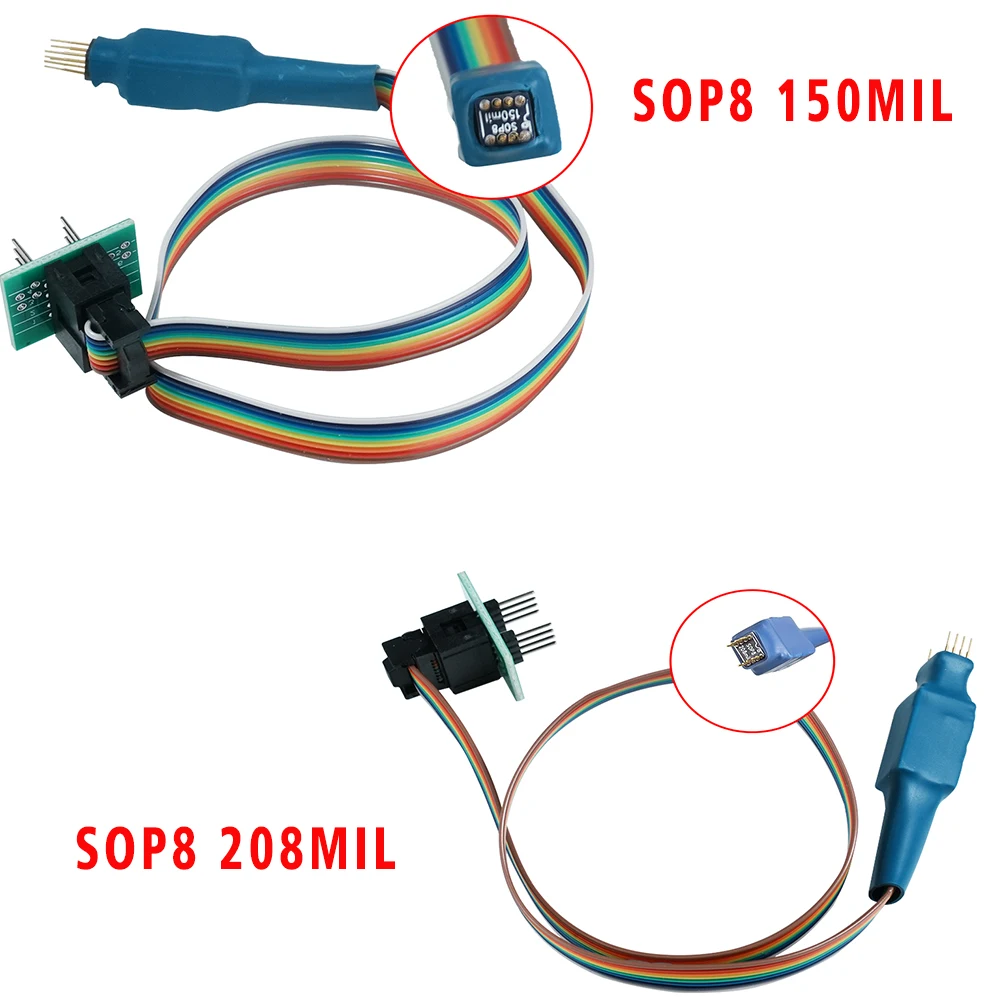 SOIC8 SOP8 150/200-208mil 5X6 6X8 Test Clip Probe Line For EEPROM 93CXX/25CXX/24CXX circuit for TL866 RT809F RT809H CH341A