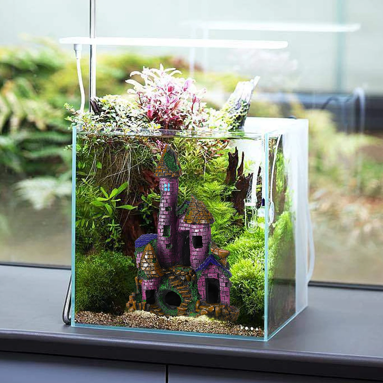 

Fish Tank Castle Large Aquarium Decorations Resin Medieval Ornament Halloween Decor Castle Aquarium Ornament Large Tall Fish