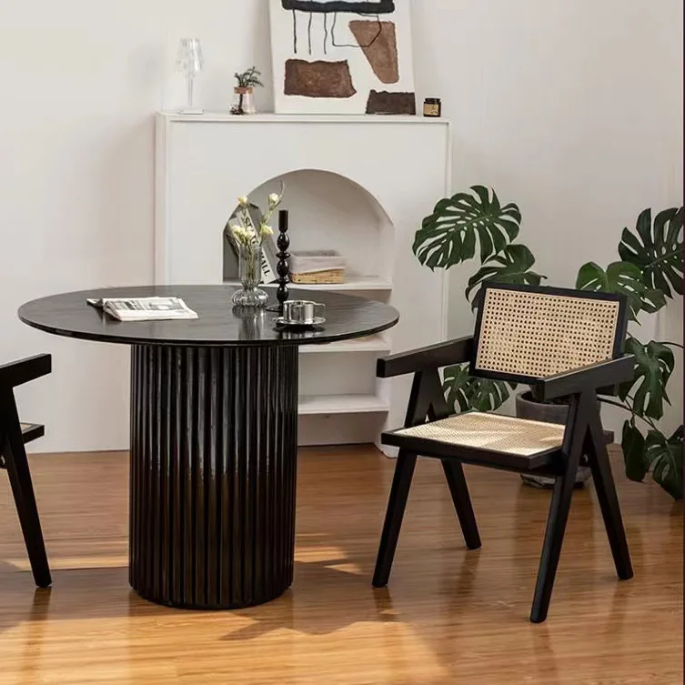 Nordic solid wood design rattan back chair B & B hotel Internet celebrity creative leisure chair Modern simple medieval dining c