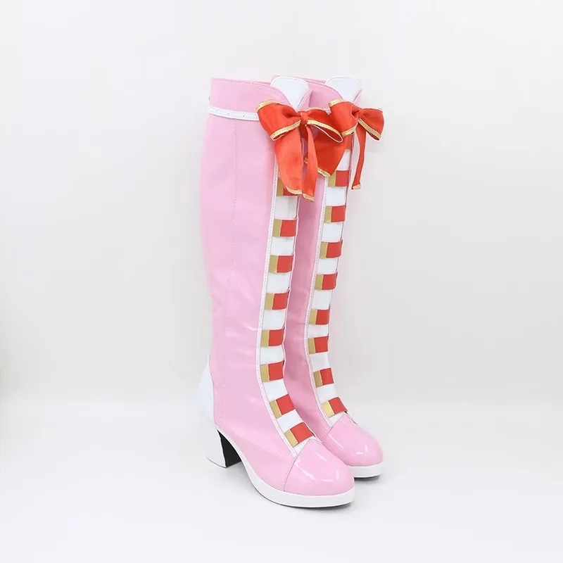 TEK KEN 8 Emilie De Rochefort Lili Cosplay zapatos para disfraz botas rosas hechas a mano de piel sintética